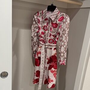 Floral Button-Up Dress with Belt